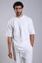 FLEX SHIRT HALF SLEEVES ROUND NECK — MENS WHITE