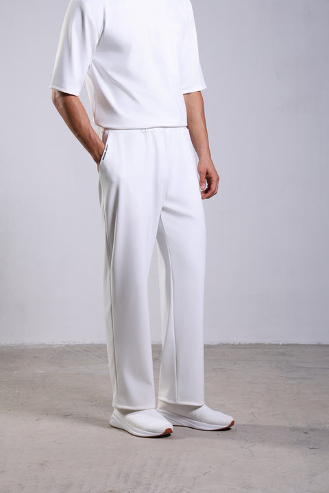FLEX SHIRT HALF SLEEVES ROUND NECK SET — MENS WHITE