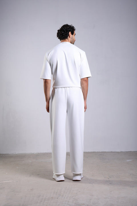 FLEX SHIRT HALF SLEEVES ROUND NECK SET — MENS WHITE
