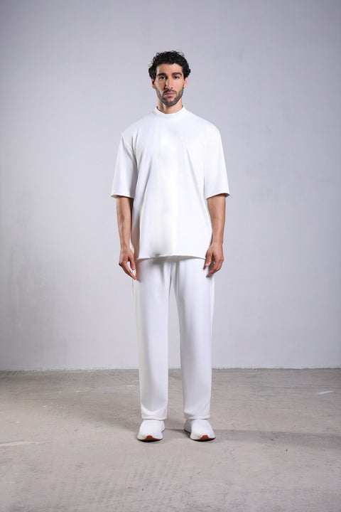 FLEX SHIRT HALF SLEEVES HIGH NECK — MENS WHITE