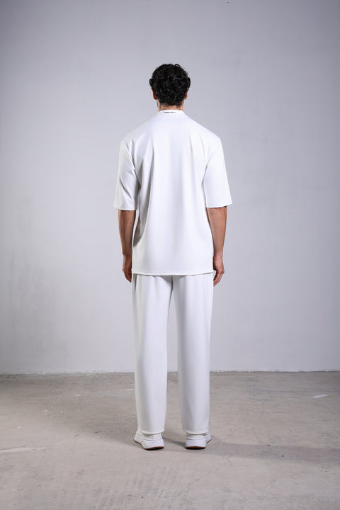 FLEX SHIRT HALF SLEEVES HIGH NECK SET — MENS WHITE