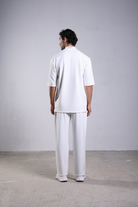 FLEX SHIRT HALF SLEEVES HIGH NECK — MENS WHITE