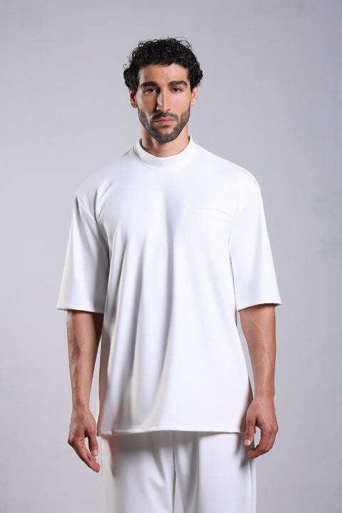 FLEX SHIRT HALF SLEEVES HIGH NECK — MENS WHITE