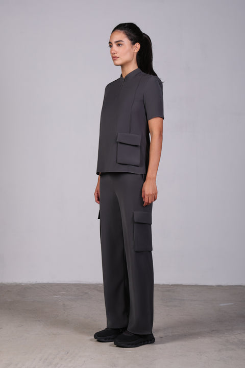 CORE SHIRT HALF SLEEVES SET — WOMENS GREY