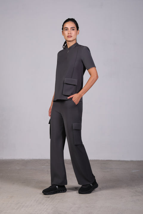 CORE SHIRT HALF SLEEVES SET — WOMENS GREY