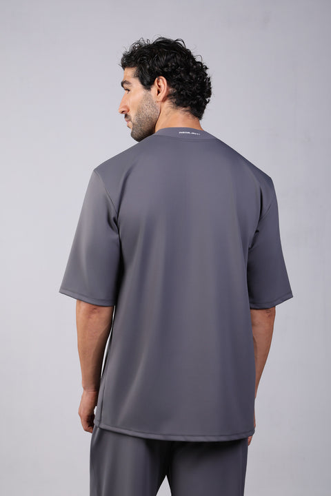 FLEX SHIRT HALF SLEEVES ROUND NECK — MENS GREY