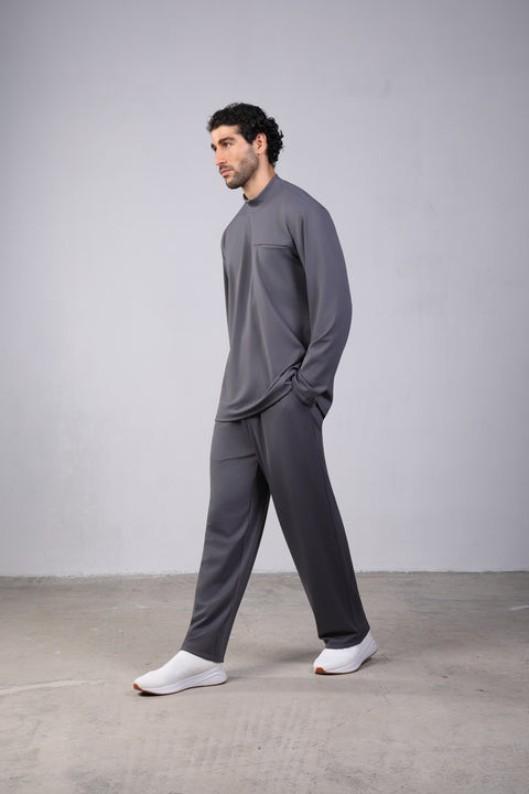 FLEX SHIRT FULL SLEEVES HIGH NECK SET — MENS GREY