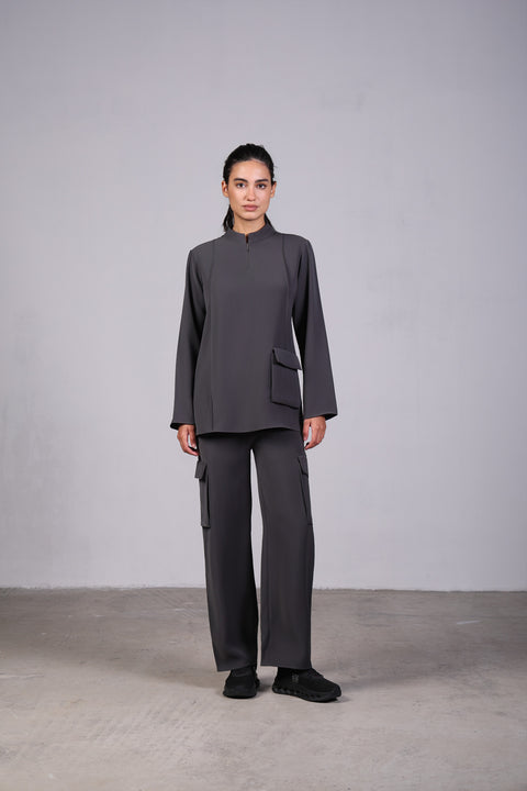 CORE SHIRT FULL SLEEVES SET — WOMENS GREY