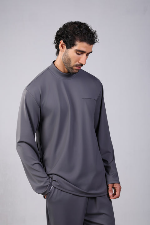 FLEX SHIRT FULL SLEEVES HIGH NECK — MENS GREY
