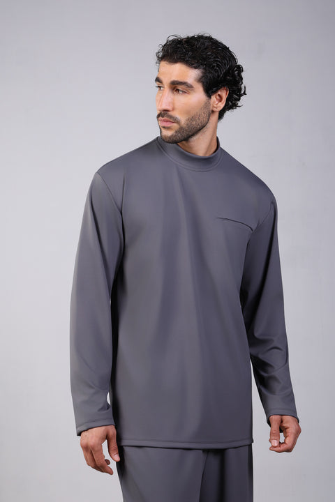FLEX SHIRT FULL SLEEVES HIGH NECK — MENS GREY