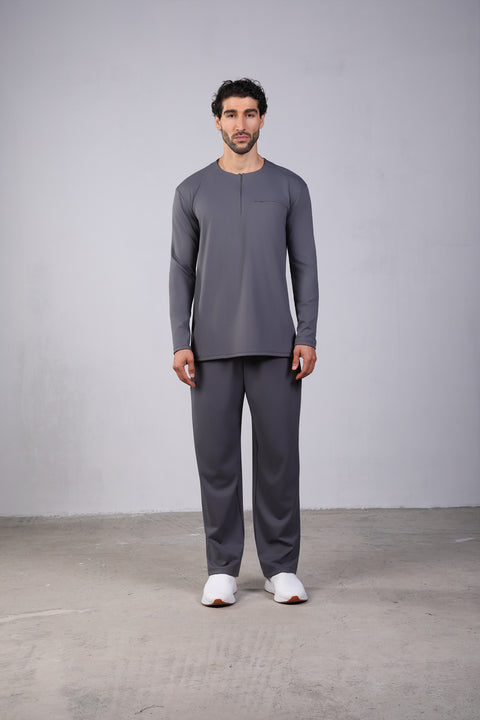 FLEX SHIRT FULL SLEEVES ROUND NECK SET — MENS GREY
