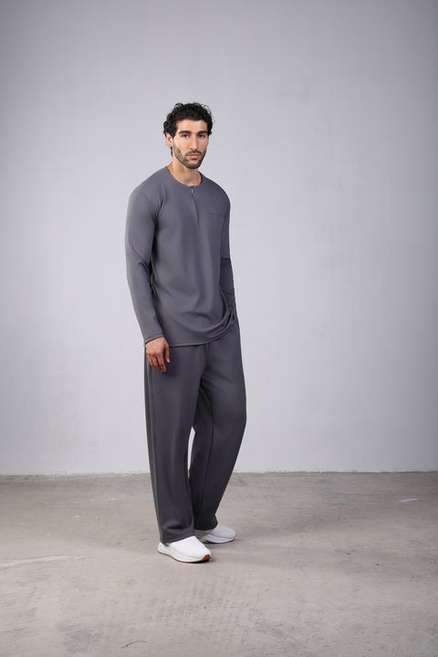 FLEX SHIRT FULL SLEEVES ROUND NECK SET — MENS GREY
