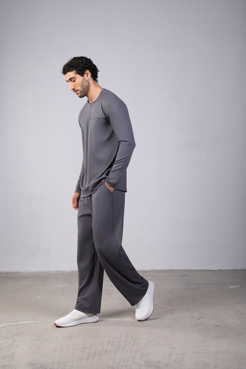 FLEX SHIRT FULL SLEEVES ROUND NECK SET — MENS GREY