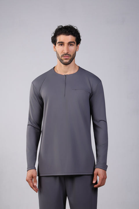 FLEX SHIRT FULL SLEEVES ROUND NECK — MENS GREY