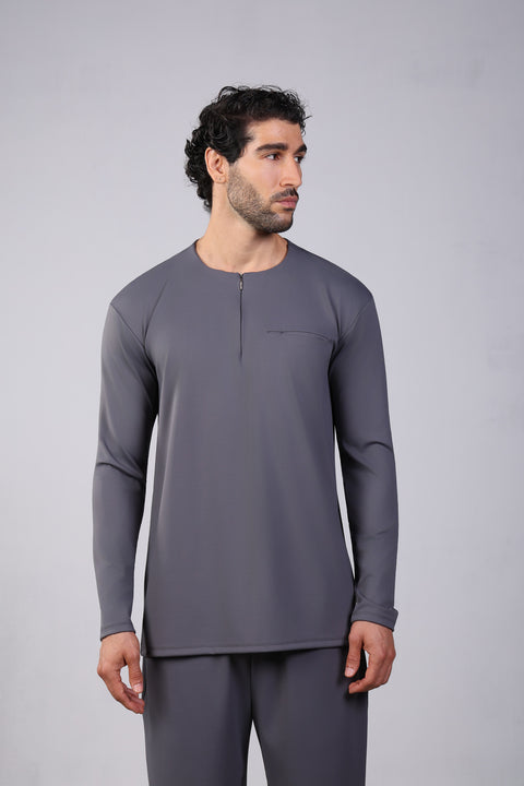 FLEX SHIRT FULL SLEEVES ROUND NECK — MENS GREY