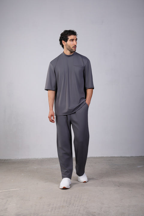 FLEX SHIRT HALF SLEEVES HIGH NECK — MENS GREY