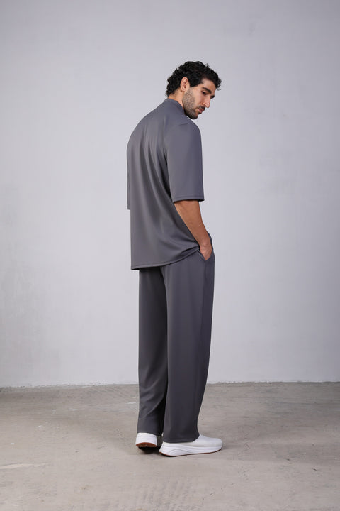 FLEX SHIRT HALF SLEEVES HIGH NECK — MENS GREY