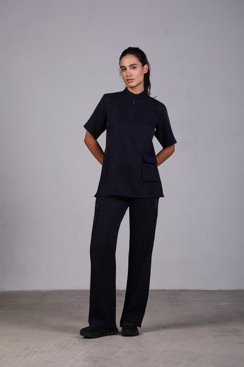 CORE SHIRT HALF SLEEVES — WOMENS NAVY