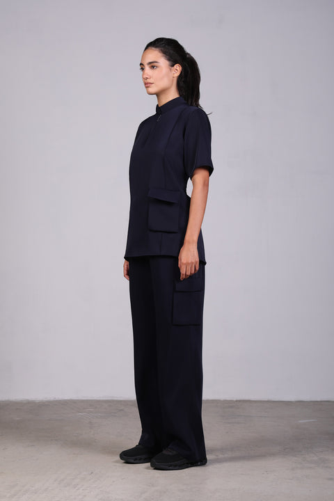 CORE SHIRT HALF SLEEVES — WOMENS NAVY