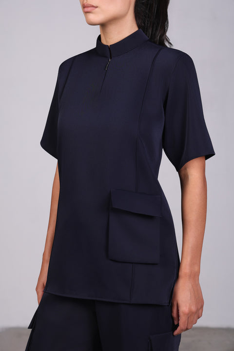 CORE SHIRT HALF SLEEVES — WOMENS NAVY