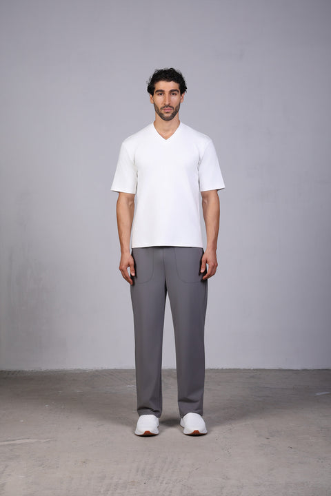 BASIC TEE V NECKLINE — MENS WHITE