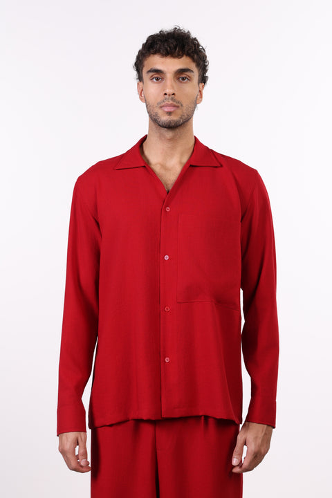 THE LINEN BLEND SHIRT  — MENS RED