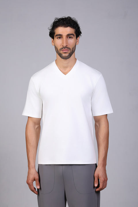 BASIC TEE V NECKLINE — MENS WHITE