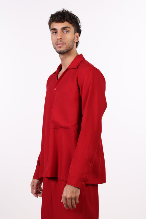 THE LINEN BLEND SHIRT  — MENS RED