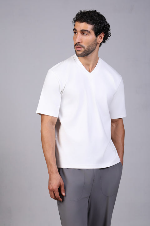 BASIC TEE V NECKLINE — MENS WHITE