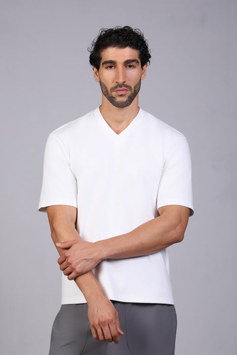 BASIC TEE V NECKLINE — MENS WHITE