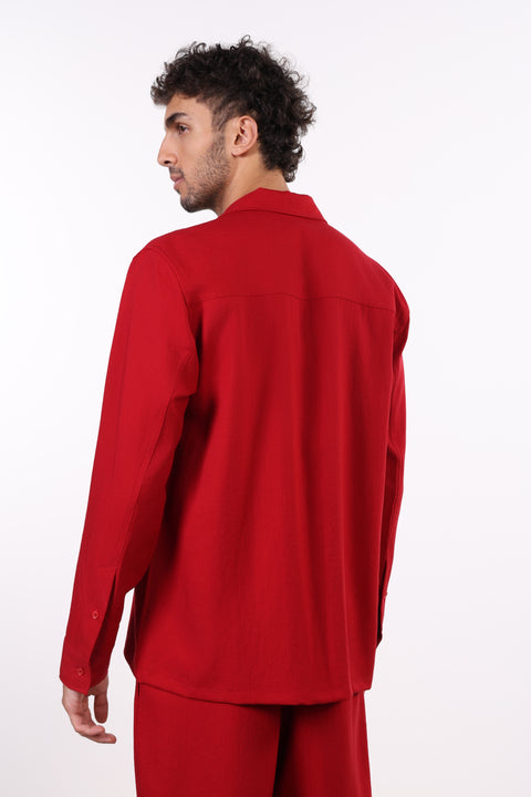 THE LINEN BLEND SHIRT  — MENS RED