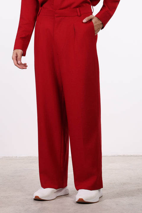 THE LINEN BLEND PANTS  — MENS RED