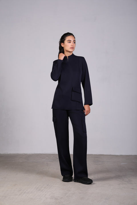 CORE SHIRT FULL SLEEVES SET — WOMENS NAVY