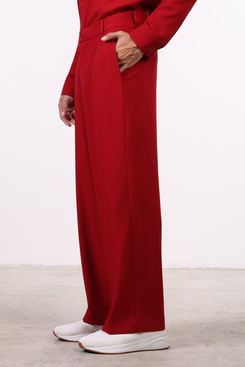 THE LINEN BLEND PANTS  — MENS RED