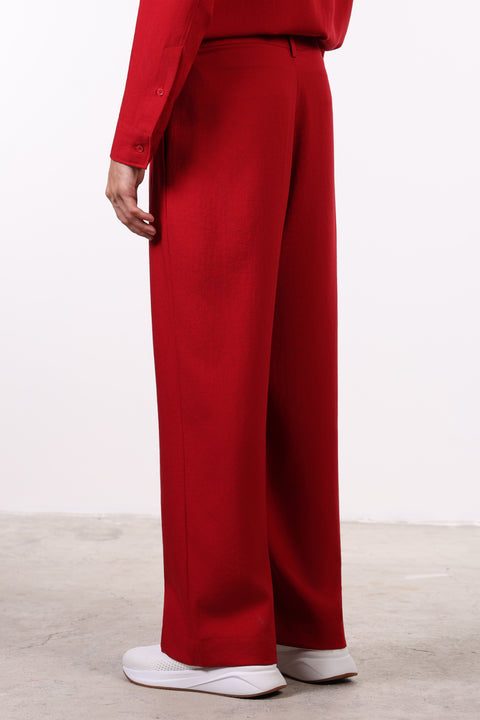 THE LINEN BLEND PANTS  — MENS RED