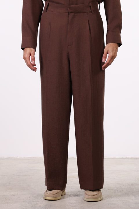 THE LINEN BLEND PANTS  — MENS BROWN