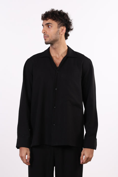THE LINEN BLEND SHIRT  — MENS BLACK
