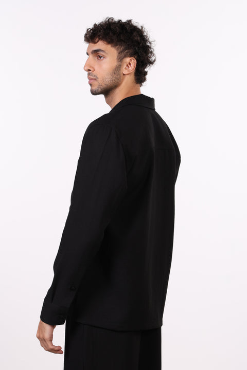 THE LINEN BLEND SHIRT  — MENS BLACK