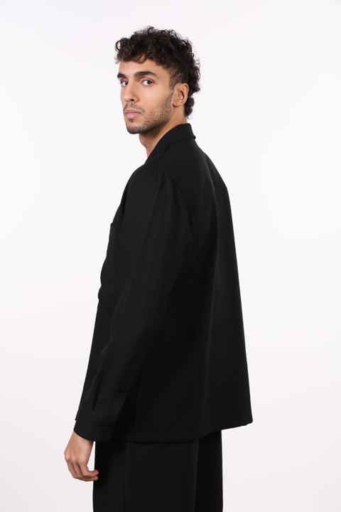 THE LINEN BLEND SHIRT  — MENS BLACK