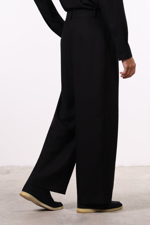 THE LINEN BLEND PANTS  — MENS BLACK