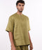 THE SUMMER LINEN HALF SLEEVES SHIRT — MENS MOSS GREEN