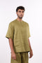 THE SUMMER LINEN HALF SLEEVES SHIRT — MENS MOSS GREEN
