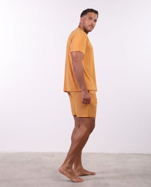 PYJAMA HALF SLEEVES WITH SHORTS SET — MENS ORANGE
