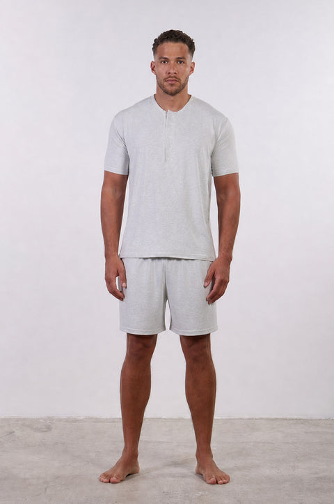 PYJAMA HALF SLEEVES WITH SHORTS SET — MENS CLOUD GREY