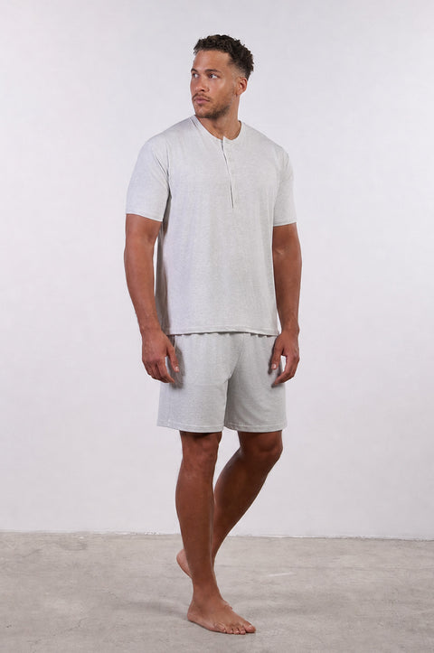 PYJAMA HALF SLEEVES WITH SHORTS SET — MENS CLOUD GREY