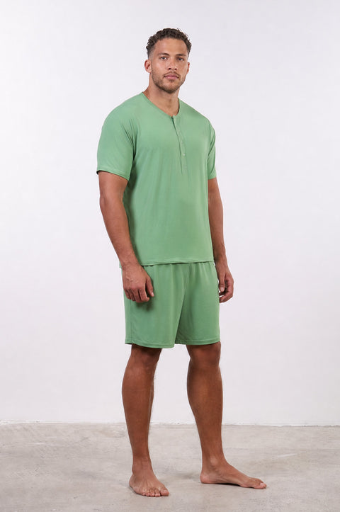PYJAMA HALF SLEEVES WITH SHORTS SET — MENS GREEN