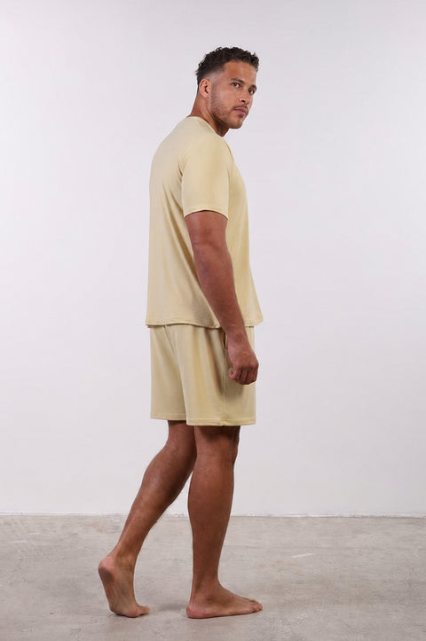PYJAMA HALF SLEEVES WITH SHORTS SET — MENS YELLOW