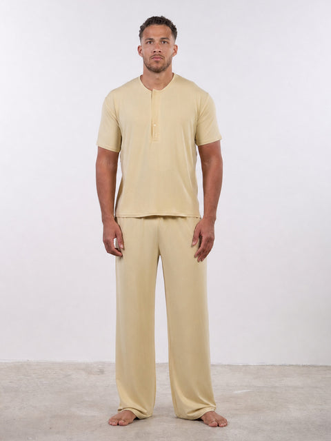 PYJAMA TOP HALF SLEEVES — MENS YELLOW