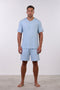 PYJAMA HALF SLEEVES WITH SHORTS SET — MENS SKY BLUE