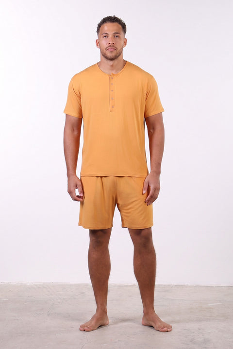 PYJAMA HALF SLEEVES WITH SHORTS SET — MENS ORANGE